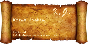 Kozma Joakim névjegykártya